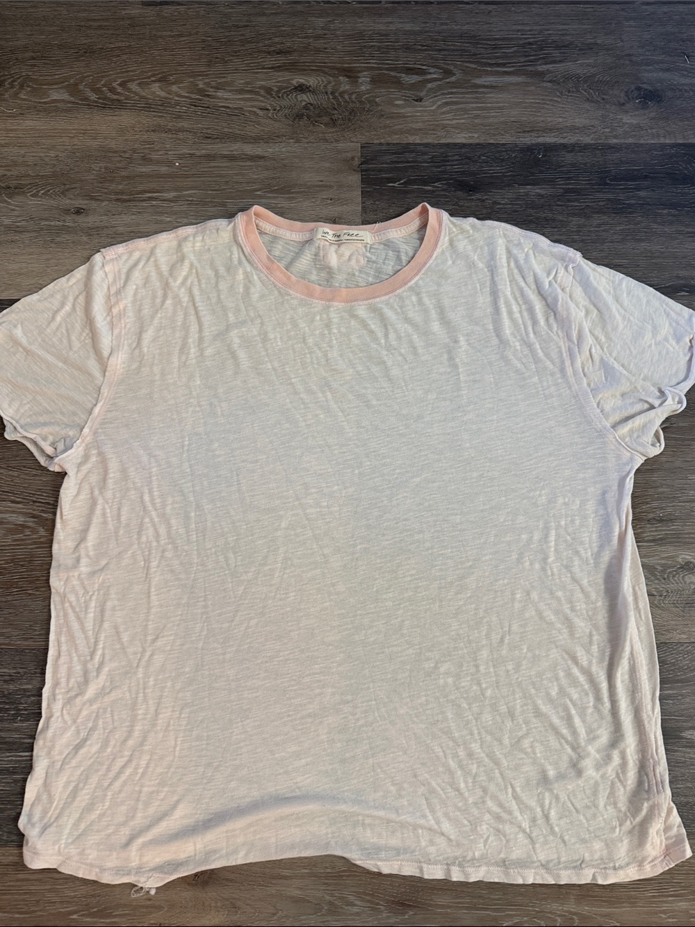Free People Pale Pink Ringer Short Sleeve Tee